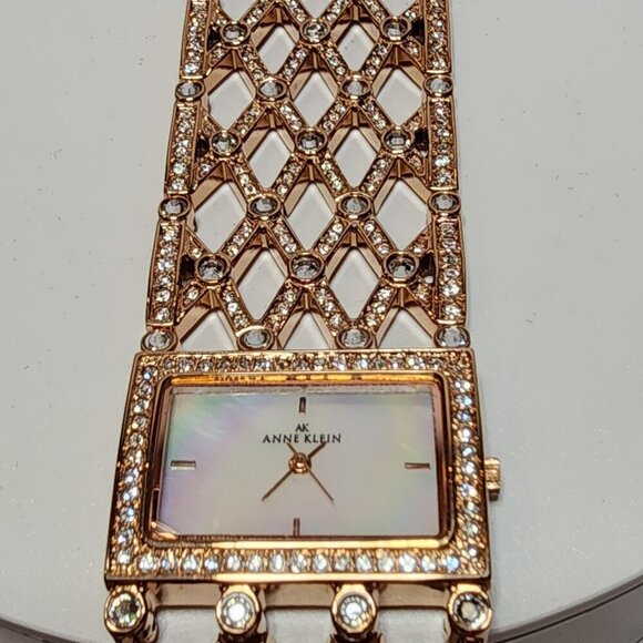 Vintage Anne Klein Wide Rose Gold Tone and Crystal Watch main image 8